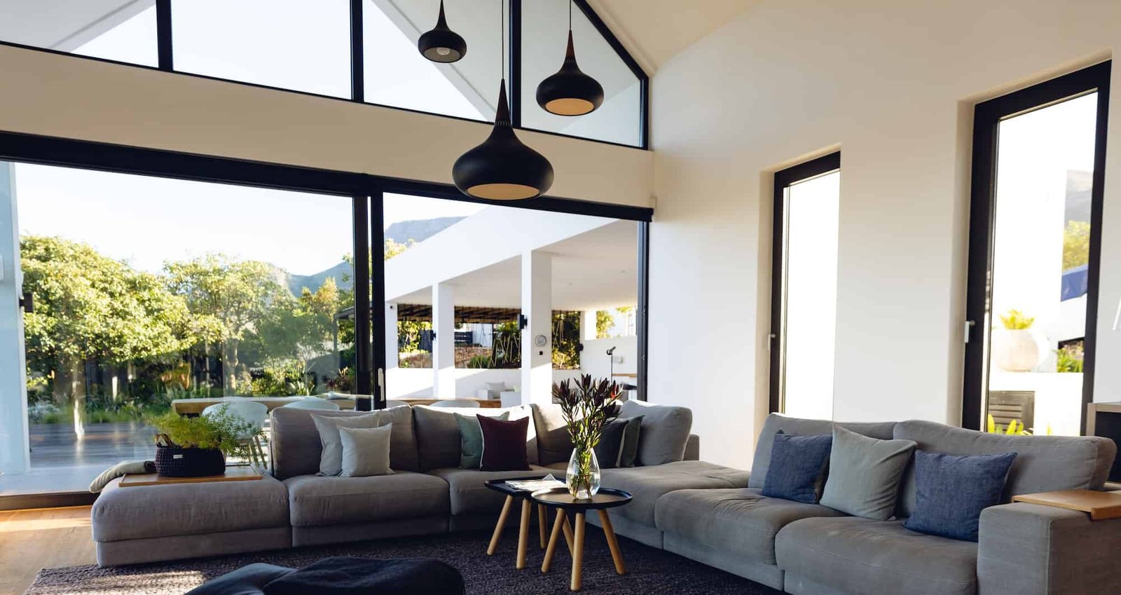 Open-plan townhouse living and dining space