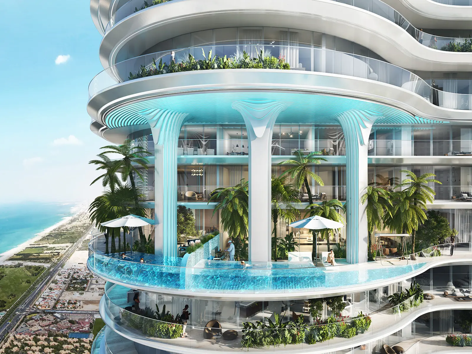 Off-plan waterfront residential community render in Dubai