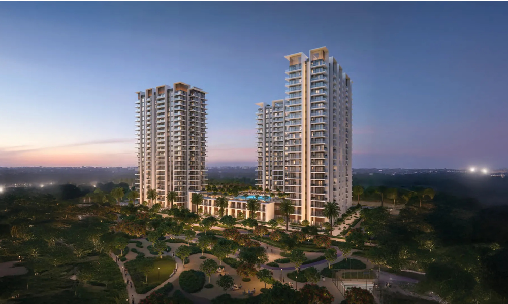 New residential towers among landscaped grounds